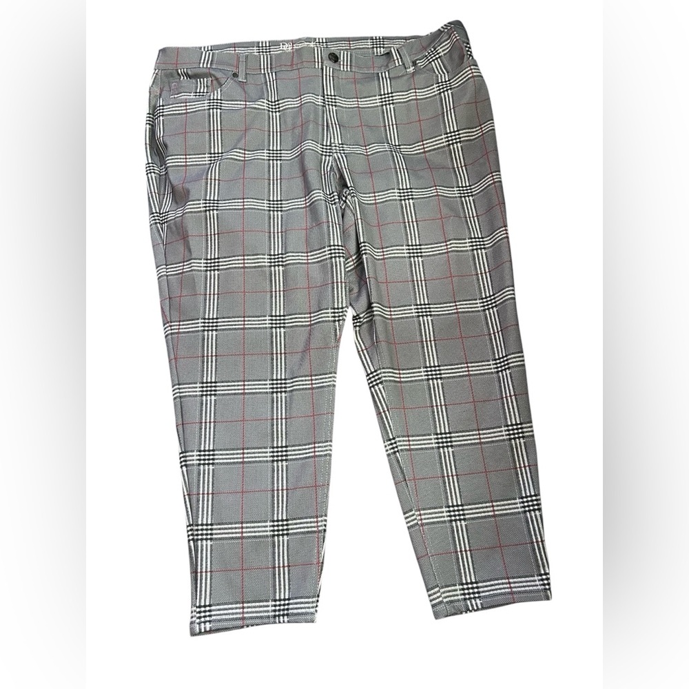 DG2 by Diane Gilman Women’s Suit Gray Plaid Blazer Pants Subtle Red Windowpane - Picture 6 of 12